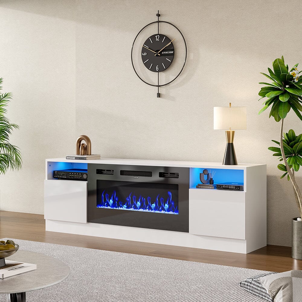 Livingandhome Recessed Electric Fireplace TV Stand with Closed Storage Living and Home 