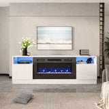 Livingandhome Recessed Electric Fireplace TV Stand with Closed Storage Living and Home White 