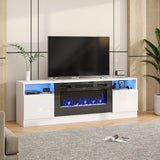 Livingandhome Recessed Electric Fireplace TV Stand with Closed Storage Living and Home 