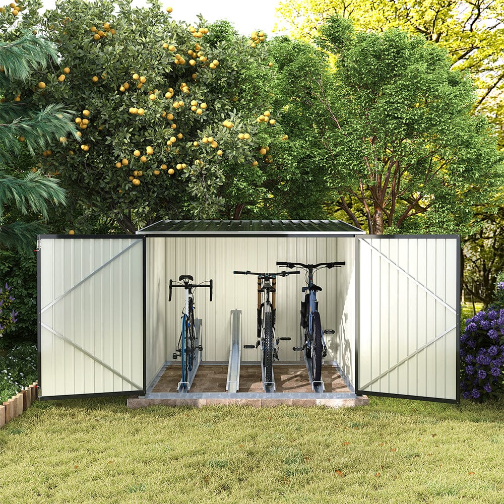 Gardens Plan Galvanized Steel Bicycle Storage Shed Living and Home 