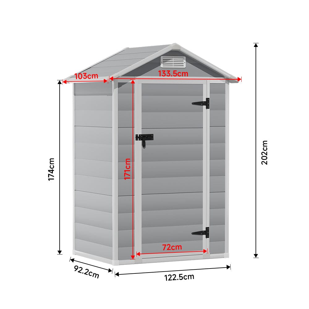 Garden Sanctuary Garden Plastic Storage Shed with Lockable Hinged Door Living and Home 