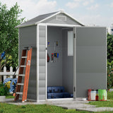 Garden Sanctuary Garden Plastic Storage Shed with Lockable Hinged Door Living and Home 