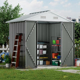 6.5 x 6ft Metal Garden Storage Shed Outdoor Storage Tool House with Lockable Door Garden Sheds Living and Home 