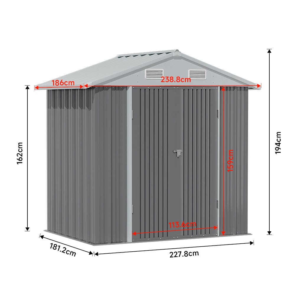 Outdoor Metal Storage Shed with Lockable Double Swing Doors Living and Home 