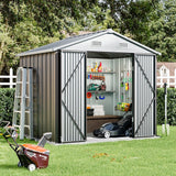 Outdoor Metal Storage Shed with Lockable Double Swing Doors Living and Home 