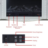 Elegant White Resin Carved TV Stand with Integrated Fireplace Cabinet Smallbee UK 