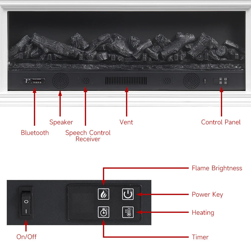 Sophisticated White Freestanding Fireplace Mantel TV Stand with Electric Insert Living and Home 