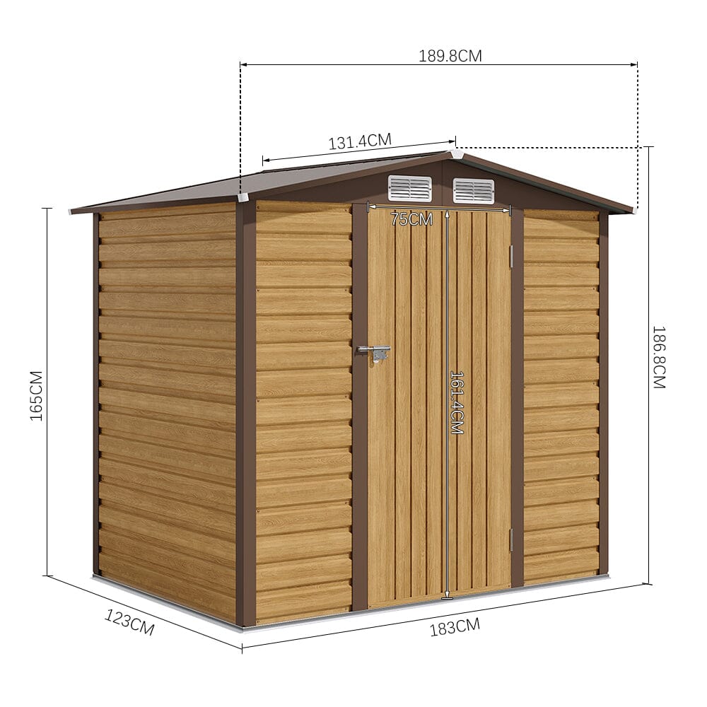 Outdoor Galvanized Steel Tawny Storage Shed Living and Home 