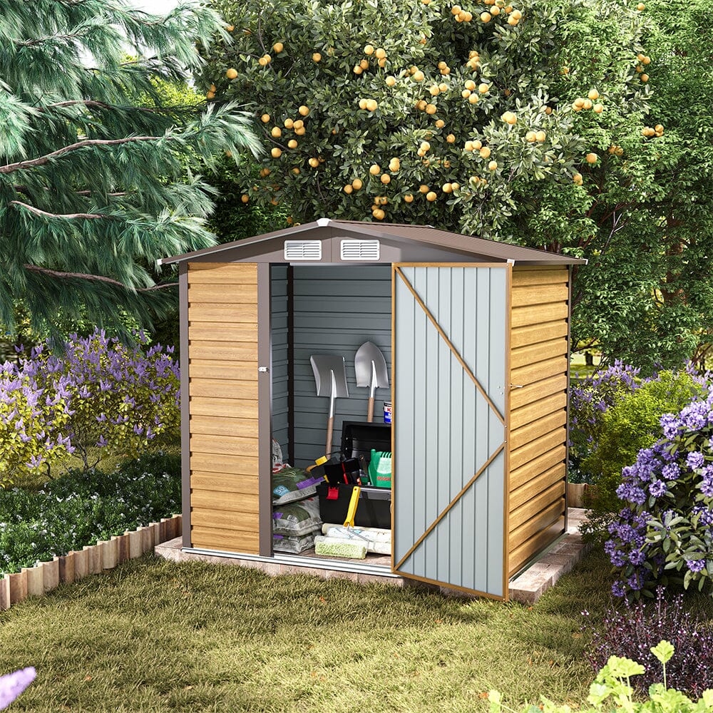 Outdoor Galvanized Steel Tawny Storage Shed Living and Home 