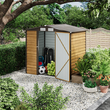 Outdoor Galvanized Steel Tawny Storage Shed Living and Home 