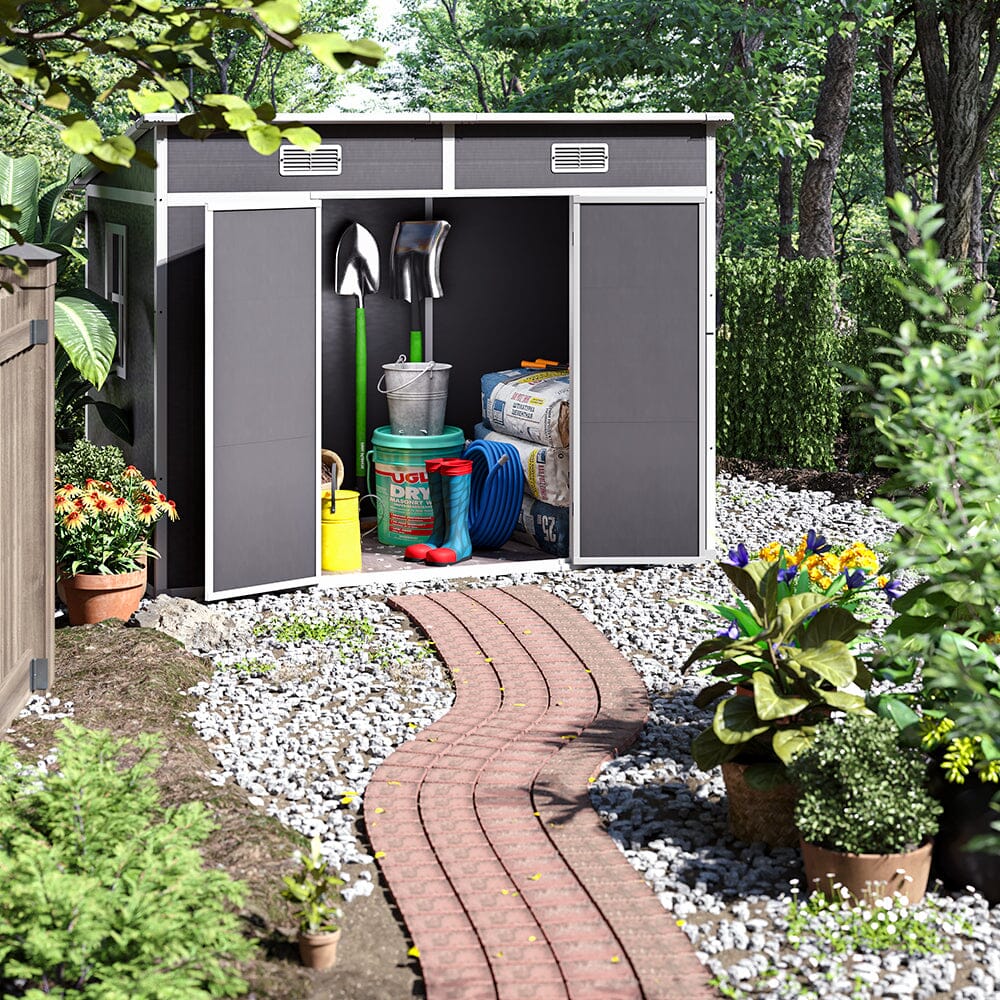 Outdoor Plastic Garden Storage Shed Living and Home 237 cm W x 123.5 cm D x 183 cm H 