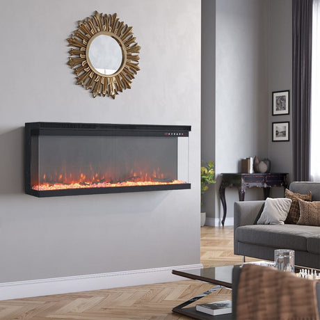 40/50/60-Inch 3-Sided Wall Mounted Electric Fireplace 9 Flame Colours and 5 Brightness Modes Freestanding Fireplaces Living and Home 80 inch 12 Options 