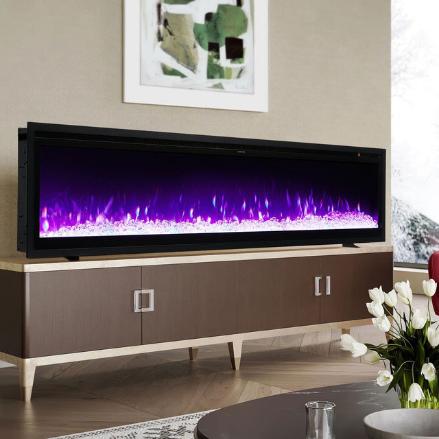 42/50/60/73 inch Electric Fire 12 Vibrant Flame Colours Electric Fireplace with Remote Living and Home 