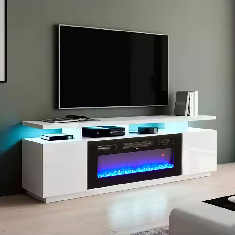 Elegant and Functional Electric Fireplace TV Stand with Modern Features Living and Home White Fireplace TV Stand 