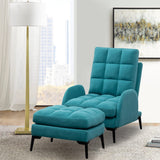 Modern Velvet Upholstered Recliner and Ottoman Set Recliners Living and Home 