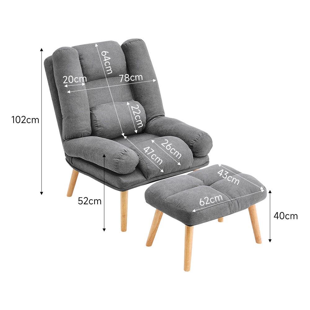 Grey Modern Comfort Adjustable Recliner with Footstool Recliners Living and Home 