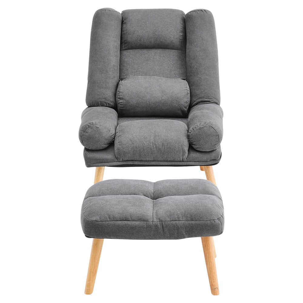 Grey Modern Comfort Adjustable Recliner with Footstool Recliners Living and Home 