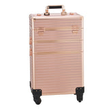 3 in 1 Rose Gold/Black Portable Cosmetic Travel Case with Wheels Makeup Organizers Living and Home 