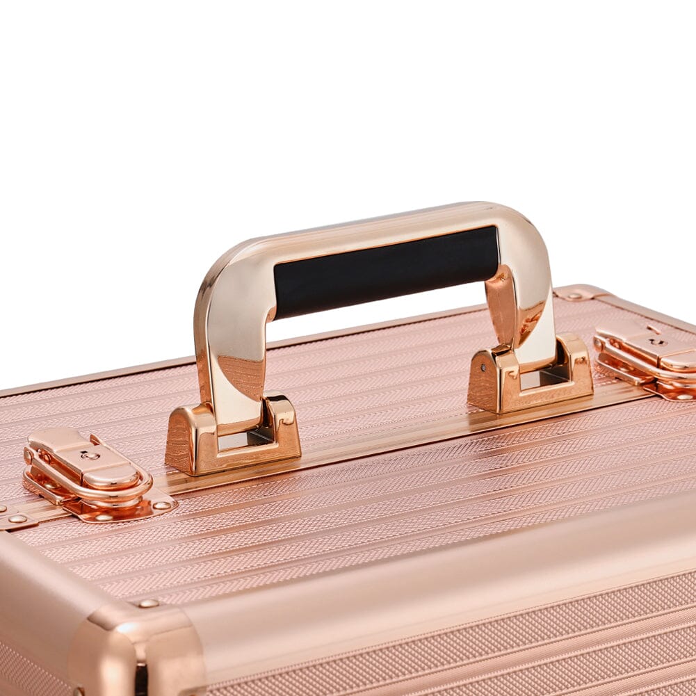 3 in 1 Rose Gold/Black Portable Cosmetic Travel Case with Wheels Makeup Organizers Living and Home 