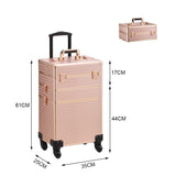 3 in 1 Rose Gold/Black Portable Cosmetic Travel Case with Wheels Makeup Organizers Living and Home 