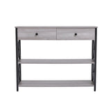 100 cm W Rustic Grey Narrow Wooden Console Table with Drawers Console Tables Living and Home 