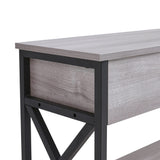 100 cm W Rustic Grey Narrow Wooden Console Table with Drawers Console Tables Living and Home 