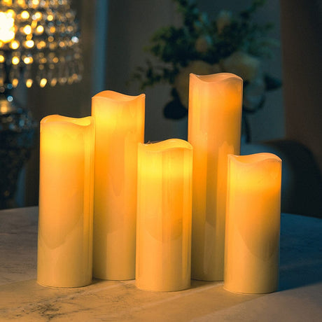 Premium Faux Wax LED Candle Set with Remote Living and Home 