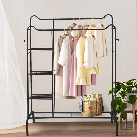 Chic Black Freestanding Multifunctional Coat Rack with Cat-Ear Design Living and Home 