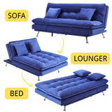 Modern 3-Seater Linen Fabric Sofa Bed with Cushions and 2 Pillows Sofa Beds Living and Home 