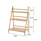 3-Tier Foldable Plant Stand Wooden Ladder Shelf Natural/White Living and Home 