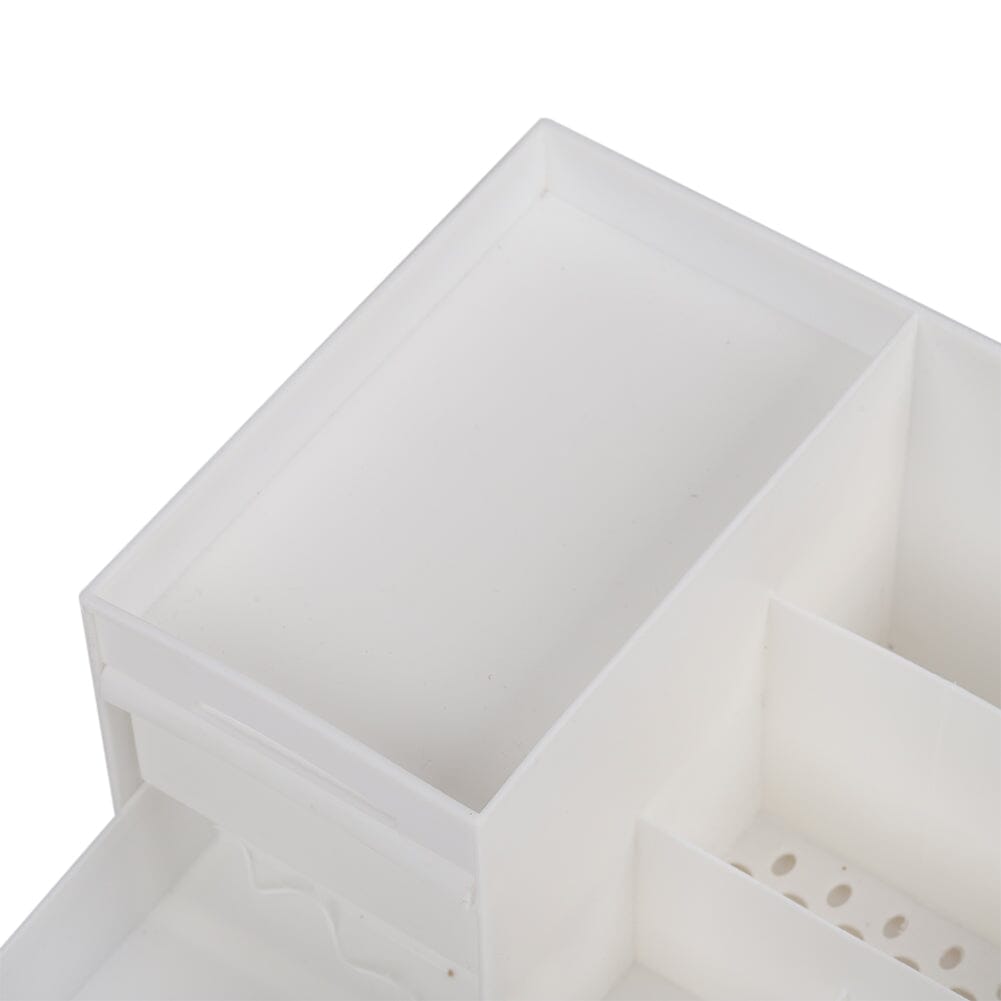 32.3cm W White Plastic Storage Box with Drawers for Makeup Makeup Organizers Living and Home 