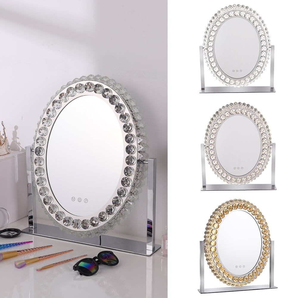 51cm H Hollywood LED Oval Makeup Mirror with Luxury Crystal LED Make Up Mirrors Living and Home 