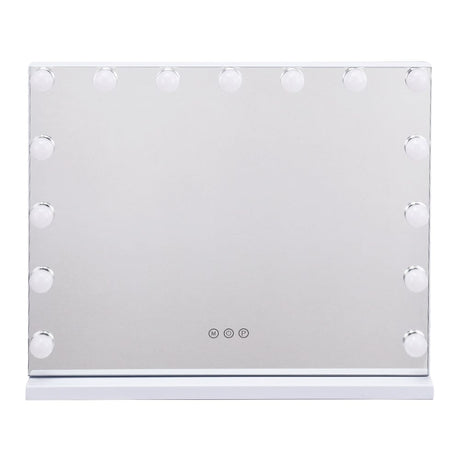 White Rectangle Tabletop Hollywood LED Vanity Mirror-58x48cm LED Make Up Mirrors Living and Home 