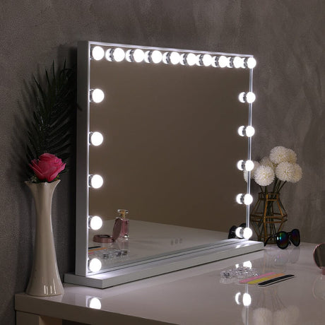 Hollywood Style Lighted Rectangular Makeup Mirror with Base LED Make Up Mirrors Living and Home 20 Light 