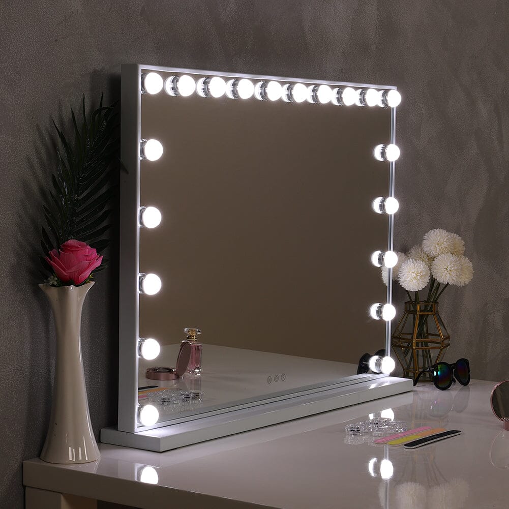 Hollywood Style Lighted Rectangular Makeup Mirror with Base LED Make Up Mirrors Living and Home 