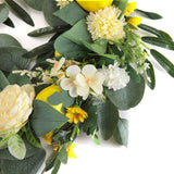 Summer Faux Lemon Peony Wreath with Green Olive Leaves Artificial Plants Living and Home 