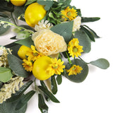 Summer Faux Lemon Peony Wreath with Green Olive Leaves Artificial Plants Living and Home 