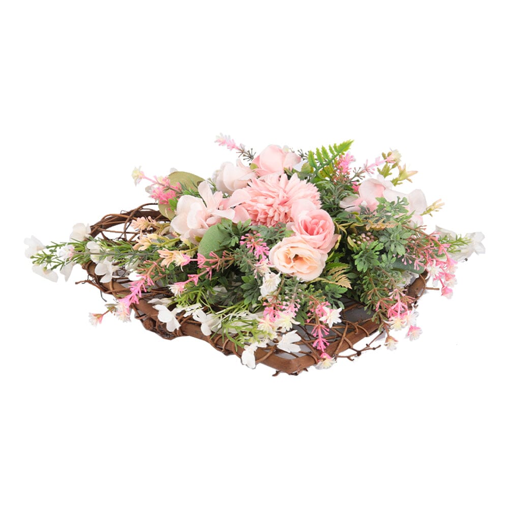 Rustic Assorted Flowers Heart-shaped Wreath Wedding Decoration Artificial Plants Living and Home 