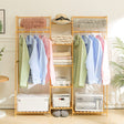 Bamboo Trapezoid Clothing Rack with 5-Tier Storage Shelves Multi-Functional Clothes Hanging Rack Stand Living and Home 