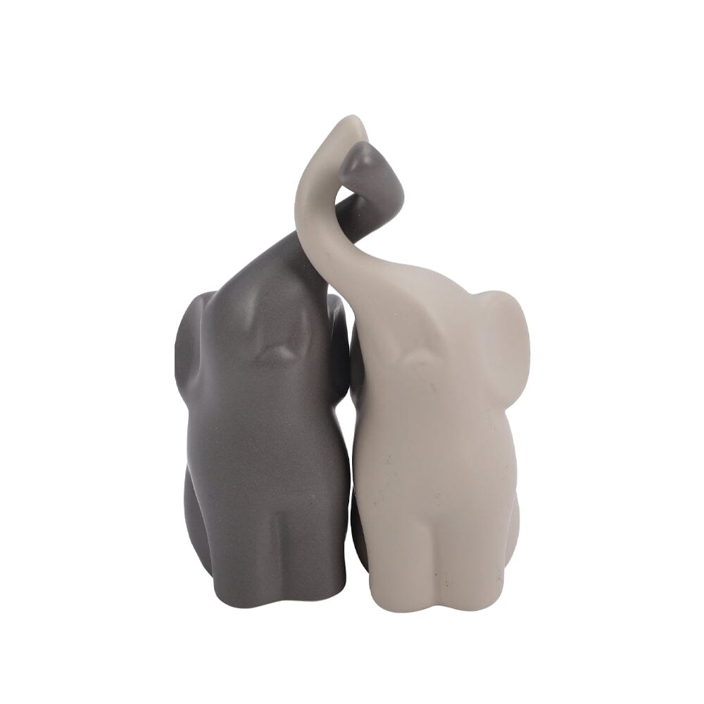 Set of 2 Ceramic Couple Elephant Statue Figurine Ornaments Living and Home 