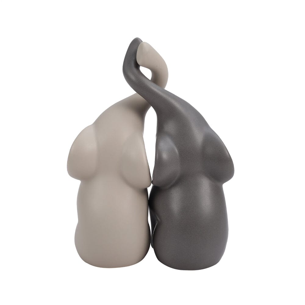 Set of 2 Ceramic Couple Elephant Statue Figurine Ornaments Living and Home 