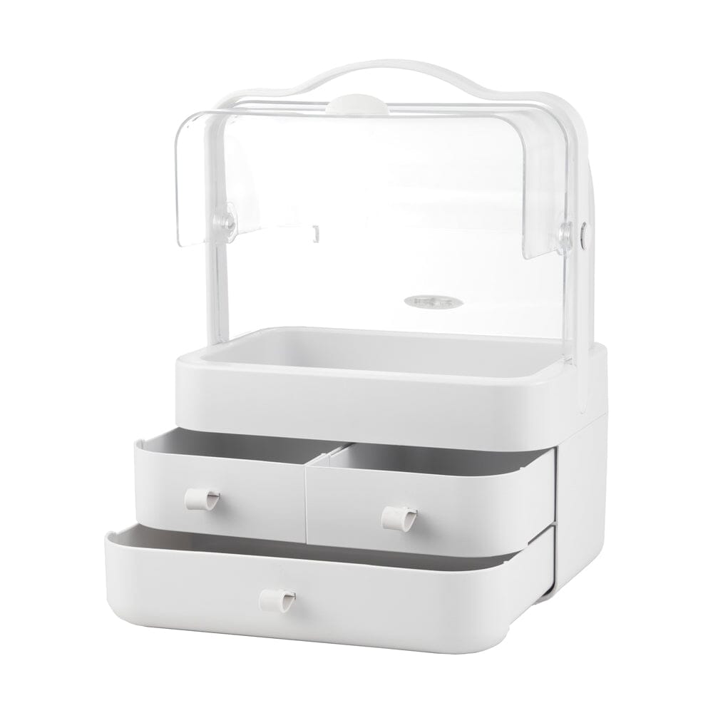 White Portable Dustproof Makeup Storage Box Makeup Organizers Living and Home 