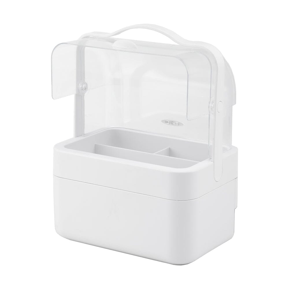 White Portable Dustproof Makeup Storage Box Makeup Organizers Living and Home 