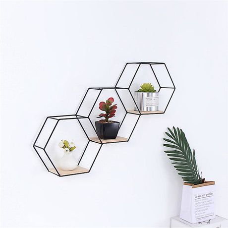 3 Style Diy Hexagonal Wall Shelf Storage Wall Shelves Living and Home 