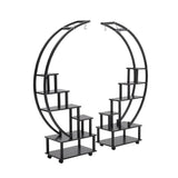 2pcs Half-Moon-Shaped Plant Stand Display Shelf with Wheels Plant Stands & Shelves Living and Home 