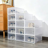 12 Pack White Foldable Plastic Shoe Storage Boxes Living and Home 