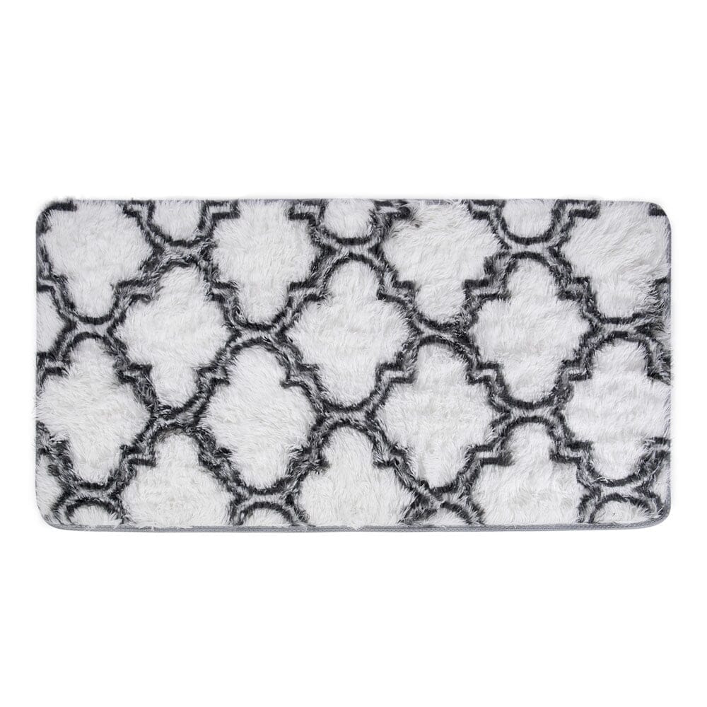 Modern Grey and White Geometric Indoor Shag Area Rug Rugs Living and Home 60cm W x 120cm L 