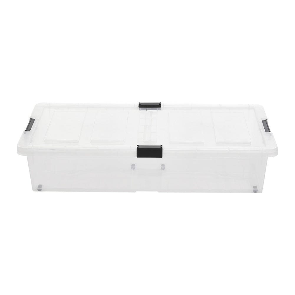 Clear Plastic Underbed Storage Box with Wheels Storage Boxes Living and Home 