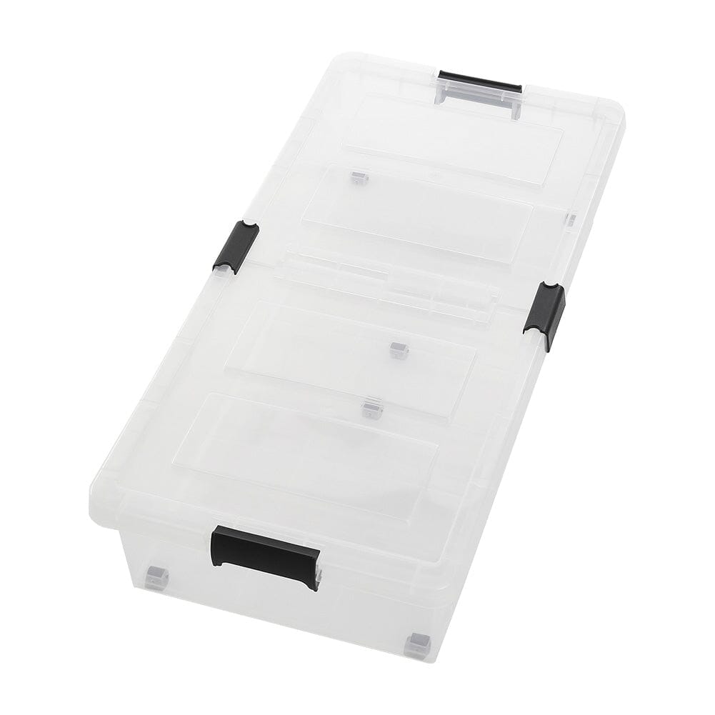 Clear Plastic Underbed Storage Box with Wheels Storage Boxes Living and Home 