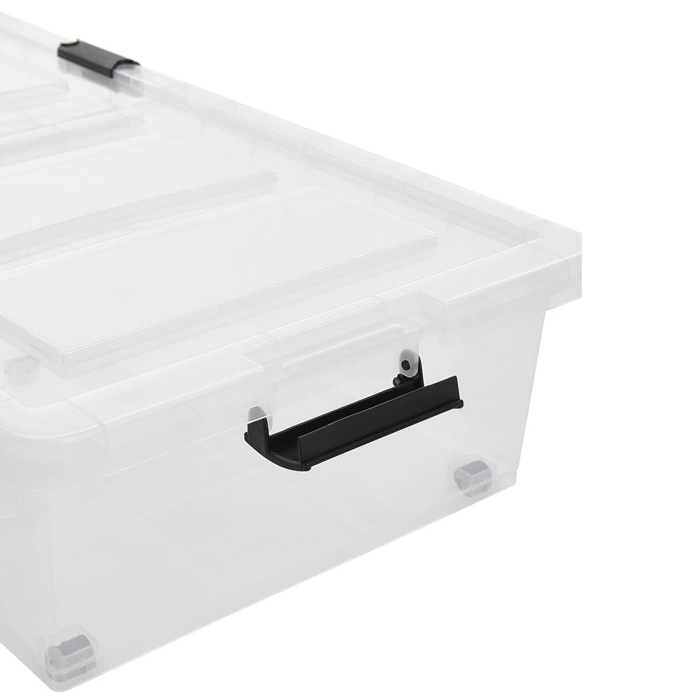 Clear Plastic Underbed Storage Box with Wheels Storage Boxes Living and Home 